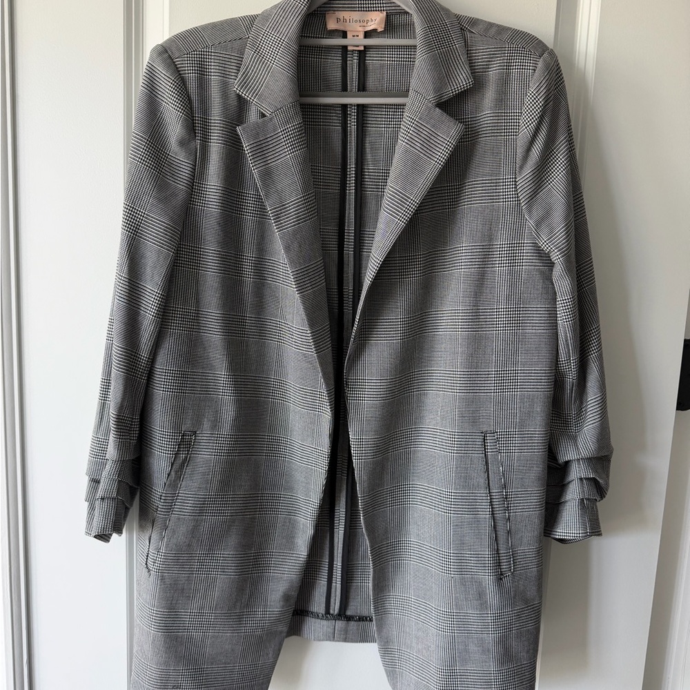 Philosophy Gray Checkered Blazer - image 1